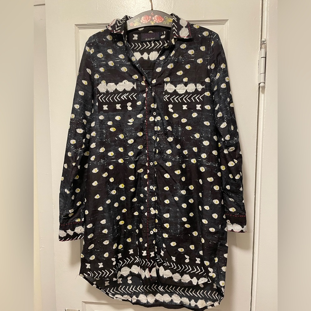 Artisan by KikiSol Black Spots Button Down Shirt size S